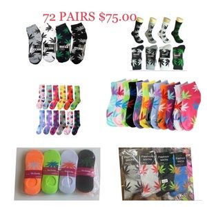 72 pairs men & women’s weed leaf socks